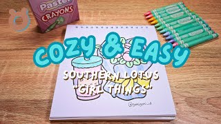 🐻🌸Cozy & Easy Coloring | Southern Lotus "Girl Things" - Crayola Pastel Crayons (Soft BGM) screenshot 5