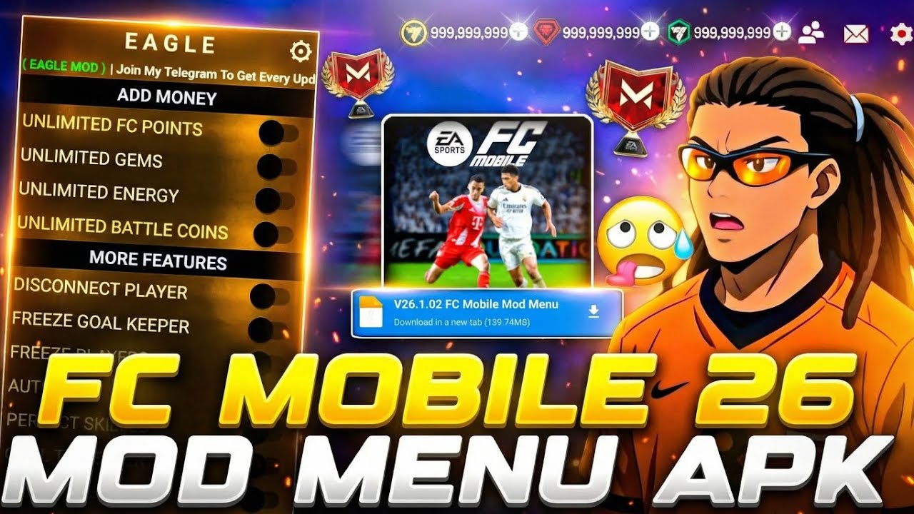 FC Mobile MOD MENU v26.1.03 Unlimited Money & Free Shopping Fixed | FC Mobile 26 MOD MENU APK