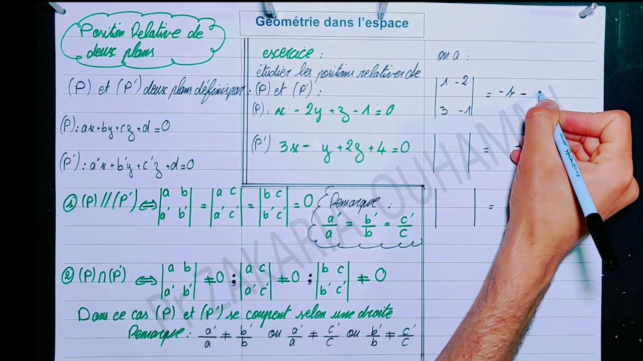 Géométrie dans l'espace Bac Pro #10#: La position relative de deux plans