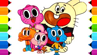 Watterson Family THE AMIZING WORLD OF GUMBALL Coloring Pages // How To Color Watterson Family