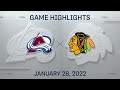 NHL Highlights | Avalanche vs. Blackhawks - Jan 28, 2022