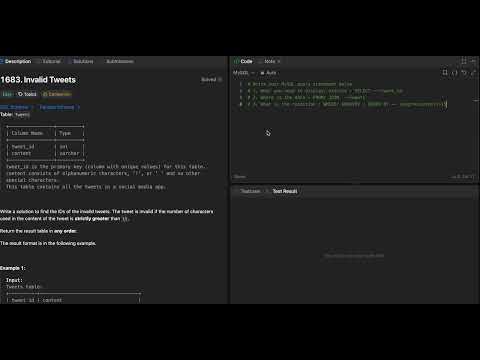 DAY 1 of 21 days SQL Coding Series| Q.5 | Important SQL interview questions| SQL50 Leet Code-1683