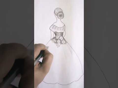 girl draw a girl with beautiful Gown very Easy beautiful #girlFashion Girl Dress #designmodel