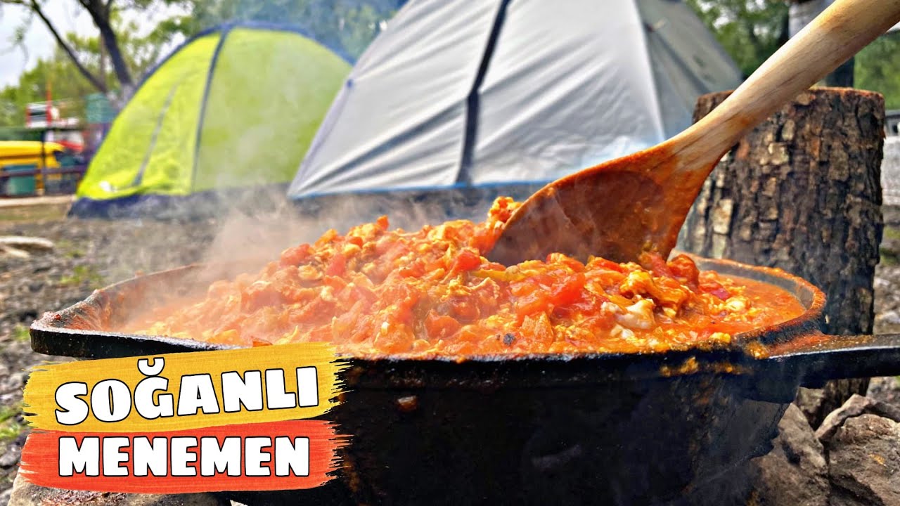 KAMPTA MENEMEN ✔️ NASIL YAPILIR???? DOĞADA YEMEK TARİFİ ▶️ TOMATO AND EGG RECIPE ????️ SOĞANLI YAPIMI