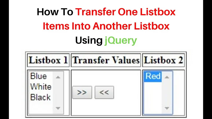 How To Move Item From One Listbox To Another In jquery 3.3.1