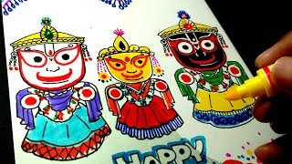 Happy Rathyatra Drawing || How to draw Idols of Lord Jagannath, Balabhadra and Subhadra screenshot 5