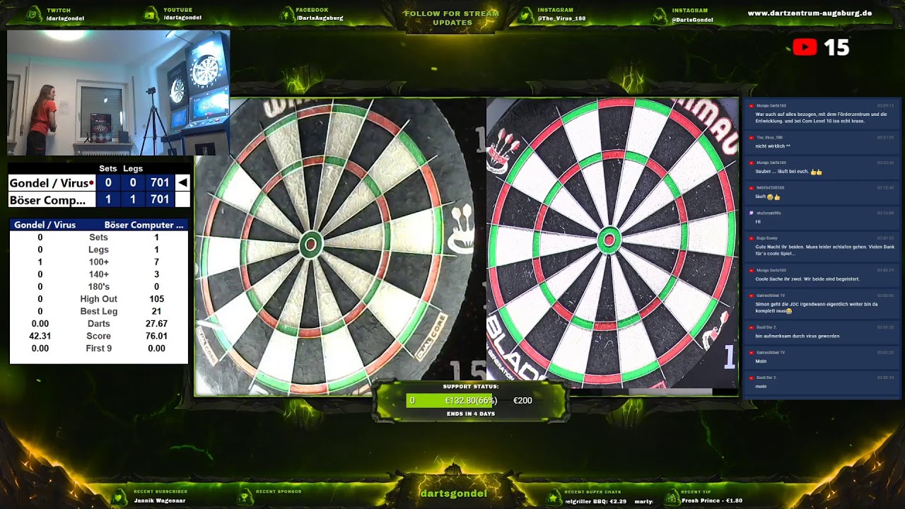 Darts Stream Gondel und Virus Doppel gegen N01 COM YouTube