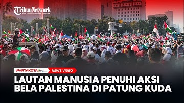 Kerahkan 1722 Personel, Lautan Manusia Penuhi Aksi Bela Palestina di Patung Kuda