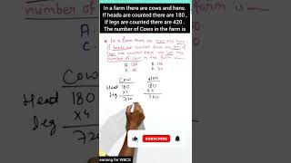 Find the number of Cows & Hens #Important Question For All Govt. exam || #LearningWBCS ||#ShortVideo