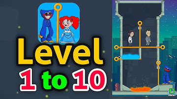 Huggy Time : Pull Pin Puzzle Level 1 to Level 10 Solution Gameplay