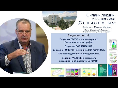 ВИДЕО Л я № 1-2  Социален СТАТУС. Социална ПОЛЯРИЗАЦИЯ. КОХЕЗИЯ, РАЗЛОМИ, АНОМИЯ. Проф. Мирчев, 2022