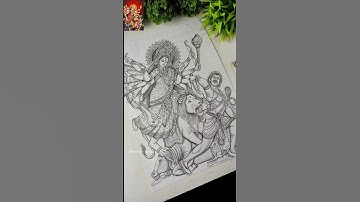 Mahisasuramardini 🔥Maa Durga Full Body Drawing ✍️🔥 Navratri Special #art  #shorts #maadurga #drawing