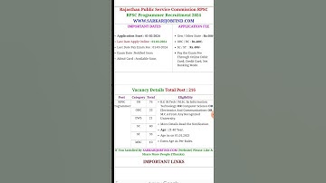 Rajasthan RPSC Programmer Online Form 2024 | RPSC Recruitment 2024🙂👍