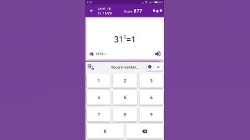 Math Tricks - Training mode - square numbers between 30 and 39 - level 010 (Number Keyboard)