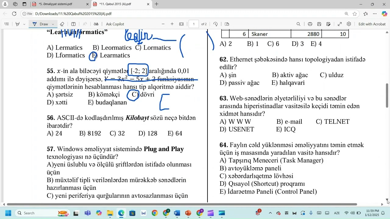 Qəbul 2015 informatika suallarının izahı NİHAL TAHİRLİ