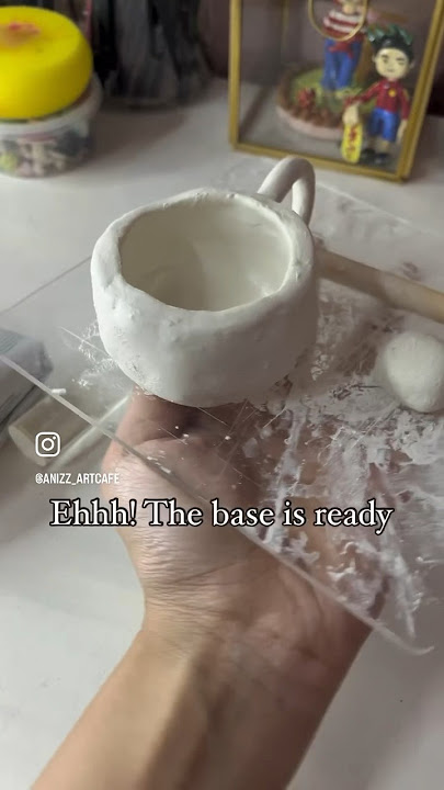 Tried sculpting with Air dry clay making mini cup ☕️ #airdryclay #sculpting #miniature