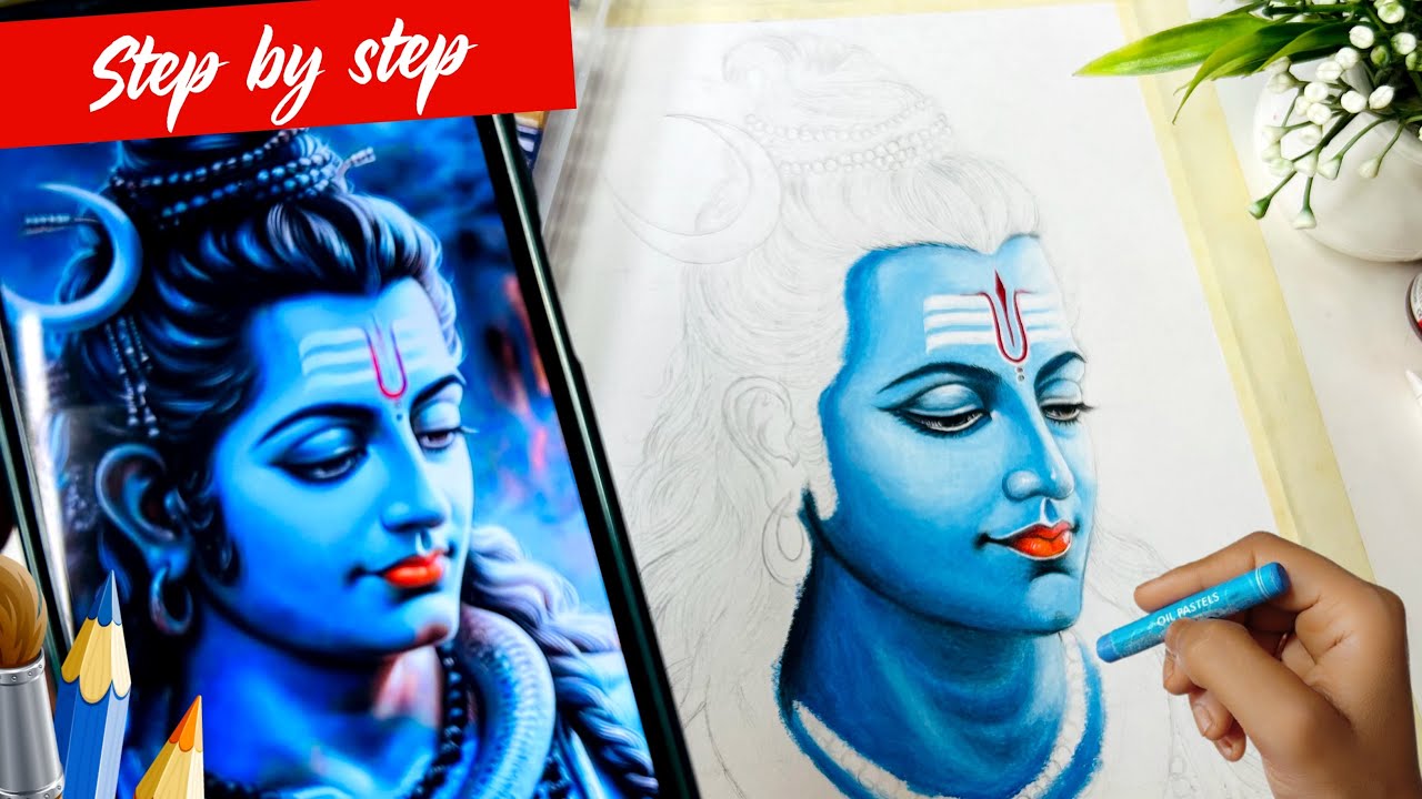 Lord Shiva Drawing | Oil Pastel Drawing