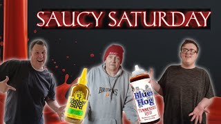 We try some yellow bird hot sauce & Tennessee red BBQ sauce