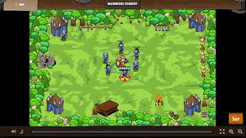 CodeCombat - Bacwoods Forest (Level Backwoods Standoff) - Bermain dan Belajar Python