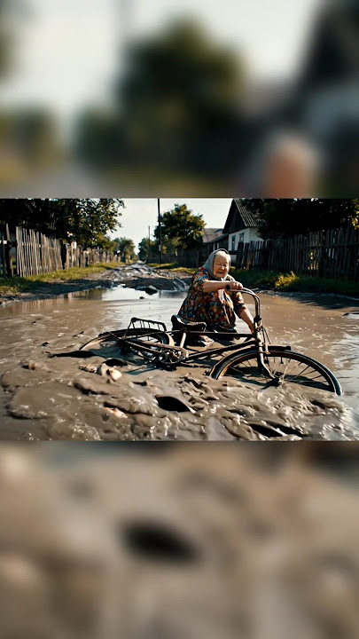 Apa yang dilakukan nenek ini bersepeda di lumpur#shorts #funny #bersepeda #ai