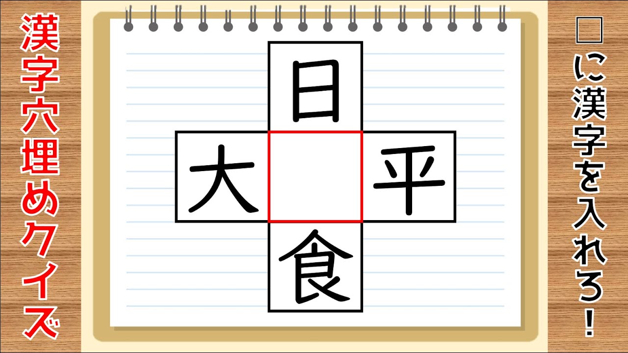 穴埋めクイズ 全15問 空欄に漢字を入れて4つの二字熟語を作れ