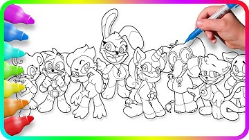 Coloring Pages SMILING CRITTERS - Re-design. Satisfying Coloring Poppy Playtime Chapter 3 characters