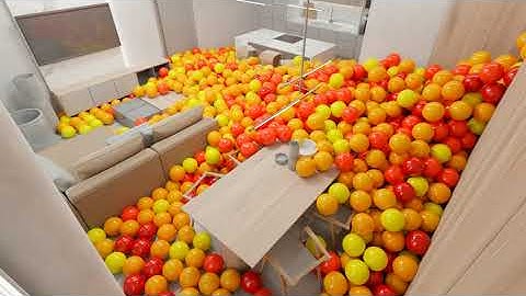10,000 Color Balls in Apartment - Blender Rigid Body Simulation