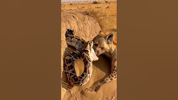 Giant Python vs Hyena!😱Who Will Survive? #short #shorts #viral #shortsviral #hyena #python #aishort