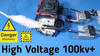 How to make High voltage 100kv+ voltage converter. Heavy Voltage Transformer. High current Flyback