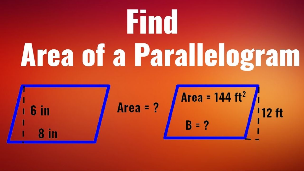 Find Area of 😊😄Parallelogram | Math | Formula | Find Base Height | Area ...
