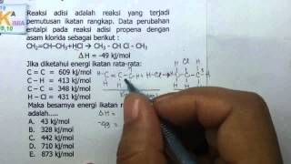 Mencari entalpi reaksi berdasarkan data nilai energi ikat pada
termokimia. cara mudah belajar kimia sma.