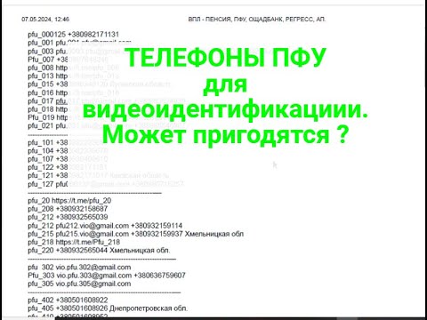 ТЕЛЕФОНЫ ПФУ для Видео идентификации.Возможно,это то,что искали ?