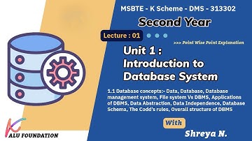 Unit 1: Introduction to database System | L1 |  Point 1.1 | K Scheme DMS | 313302 | Shreya N. | Easy