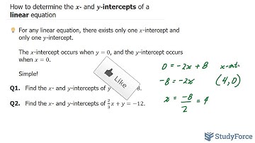 Determine the x- and y- intercepts of a linear equation