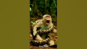 Python Attacks Monkey 🐍🐒 #short #animals #monkey #wildlife