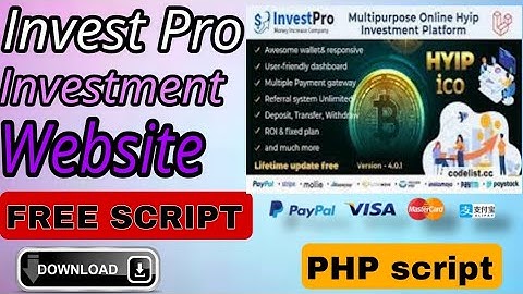 How To make Invest Pro Hyip investment Digital Wallet Script ll Free PHP script ll invest Pro