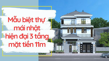 Mẫu biệt thự mái Nhật hiện đại 3 tầng mặt tiền 11m - Đồng Nai | Thiết kế & thi công