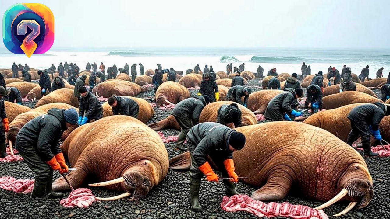 Как охотятся на гигантского моржа весом 2 тонны, оценённого в 25 000 долларов! Уникальные кадры!