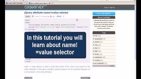 JQUERY Tutorial : jQuery attribute name!=value selector