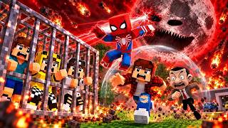 ماين كرافت لكن انقذت عبوسي وكعبول وجيجي من القمر العملاق وسبايدرمان ساعدني 😱😨 #فيلم_ماين_كرافت