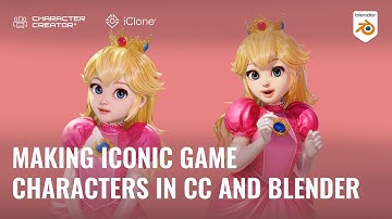 Iconic Super Mario Princess Peach made with Character Creator and Blender
