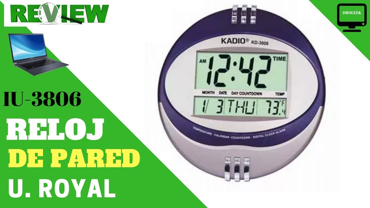 Reloj Pared Digital Kadio Termometro Timer Alarma Calendario