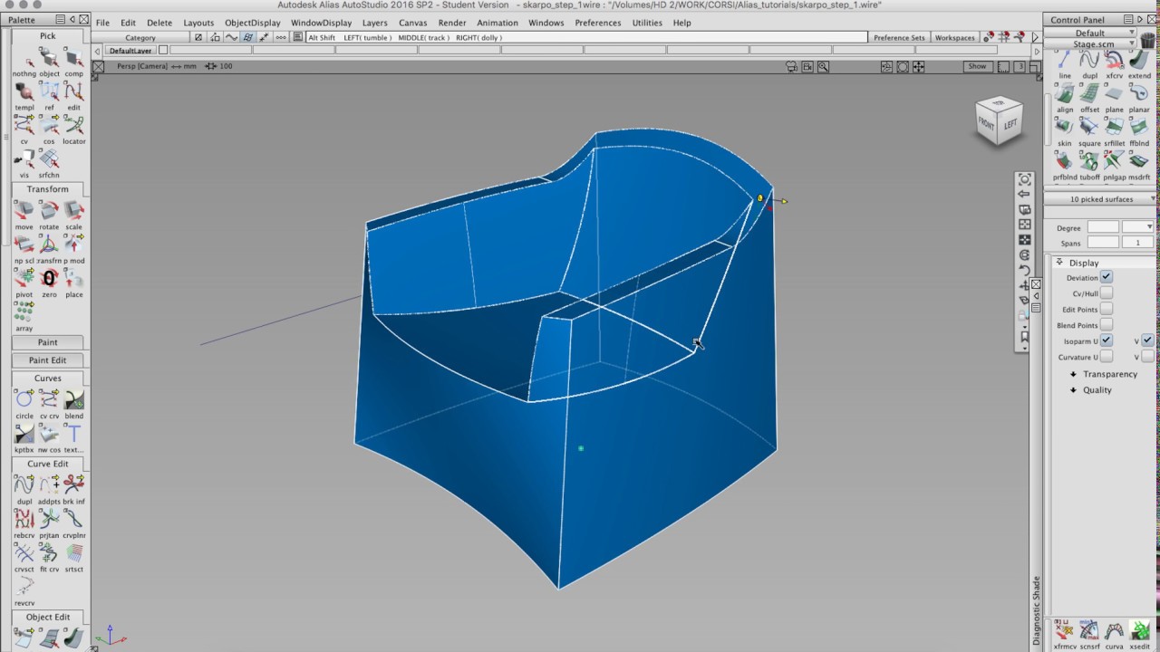 Alias tutorial step two chair 3D modeling - YouTube