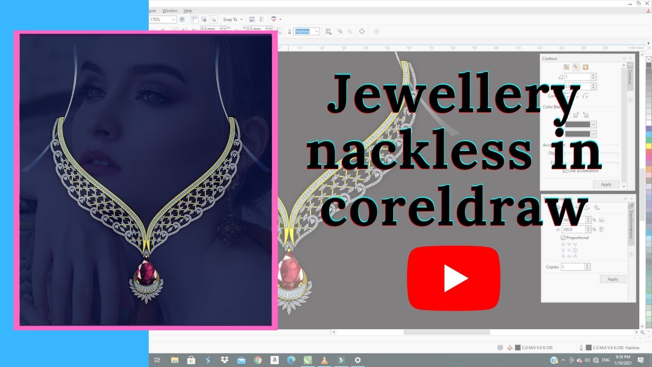 How to make jewellery necklace set in coreldraw. YouTube