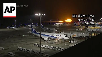 Video shows moment Japan plane crashes in Tokyo airport