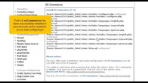 How to install osCommerce from Fantastico