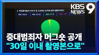 중대범죄자 30일내 촬영한 ‘머그숏’ 공개 의무화 [9시 뉴스] / KBS  2023.10.06.
