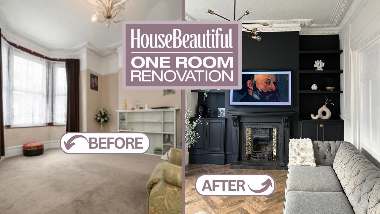 Victorian Living Room Makeover With A Striking Black Feature Wall ...