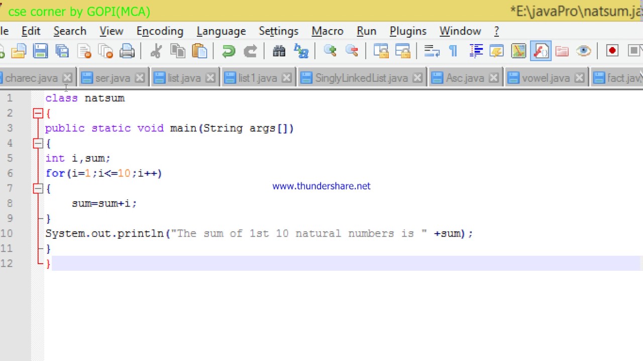 Sum Of 1st 10 Natural Numbers In JAVA YouTube Sum Of 1st 10 Natural Numbers In JAVA YouTube