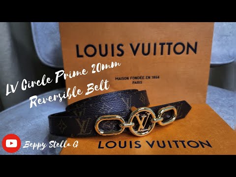 Louis Vuitton LV Circle Prime 20mm Reversible Belt Cream + Cowhide. Size 85 cm
